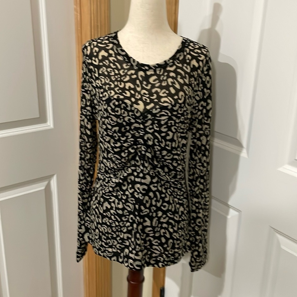 Cabi Sweetheart Top #4163 Black Ivory animal print - Size M